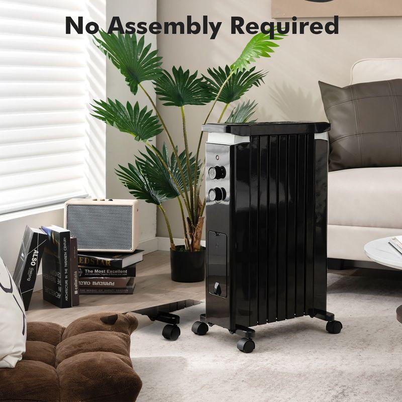 Costway 1500W Oil Filled Radiator Heater Electric Space Heater w/ Humidifier White\Black