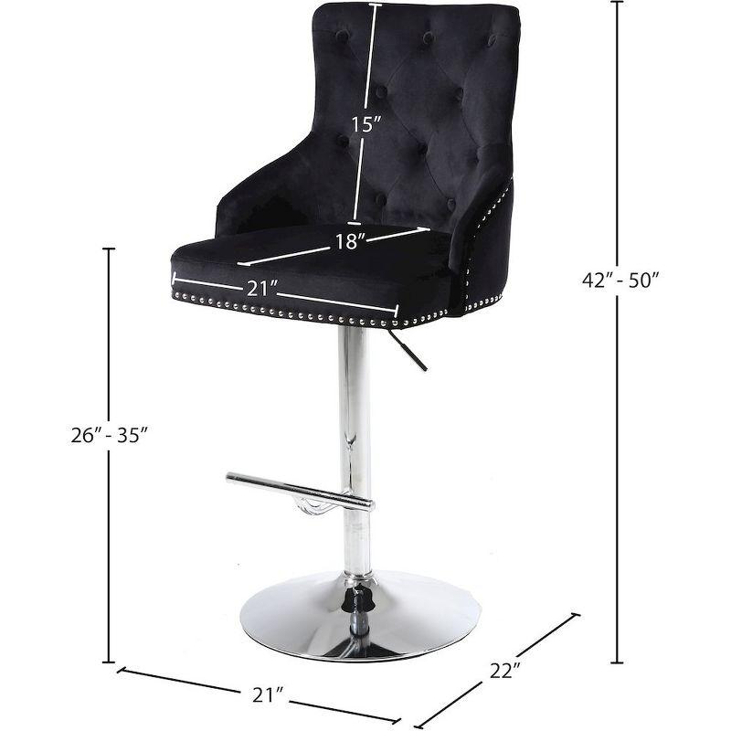 Meridian Furniture,Claude Black Velvet Adjustable Stool