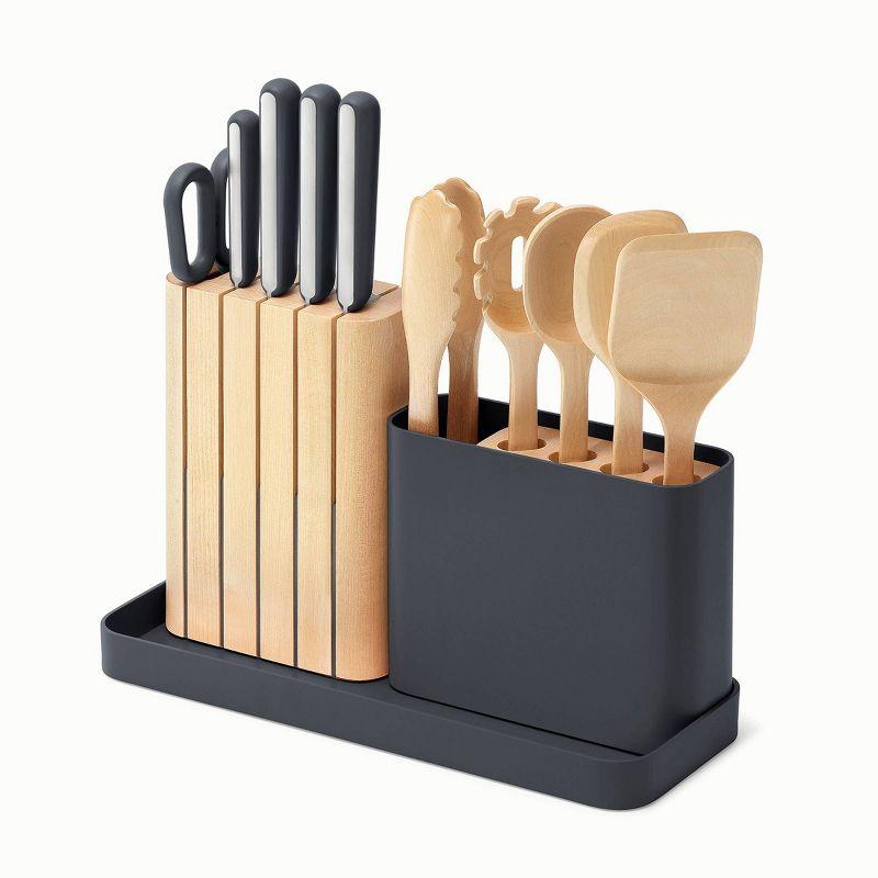 Scandinavian Matte Black and Light Wood 14-Piece Prep Set