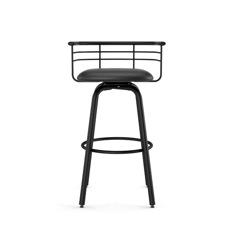 Amisco Turbo Upholstered Counter Height Barstool Black: Faux Leather, Steel Frame, 26" Seat