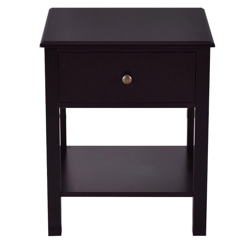 Tangkula End Table Nightstand w/Drawer & Shelf Bedroom Living Room Furniture Brown
