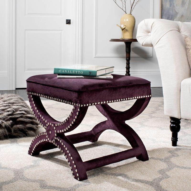 Mystic Ottoman with Silver Nail Heads - Plum - Safavieh