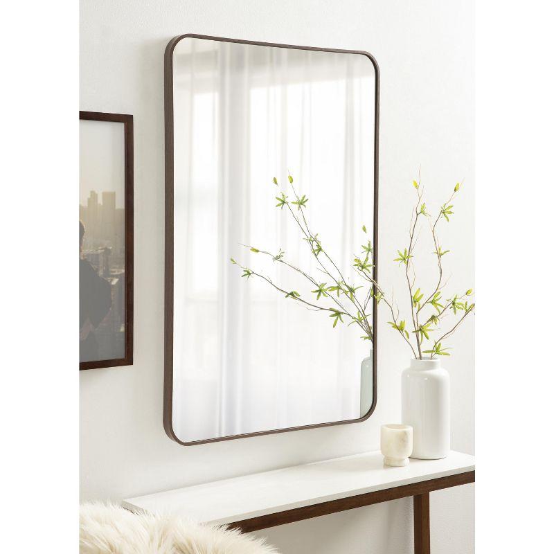 Kate and Laurel Zayda Radius Rectangle Framed Wall Mirror, 24x36, Walnut Brown