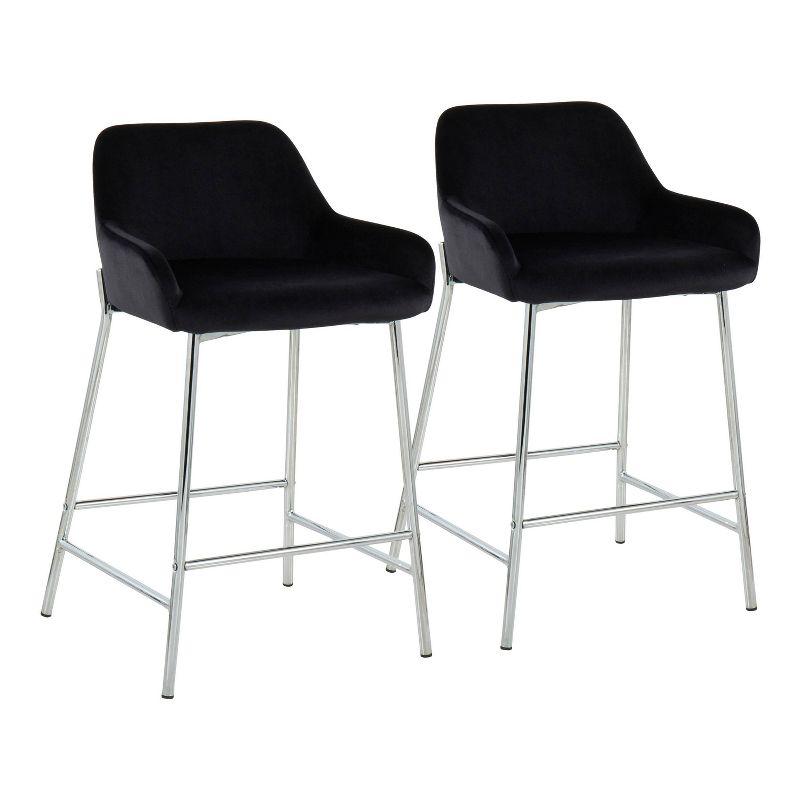 Set of 2 Daniella Metal/Velvet Counter Height Barstools - LumiSource