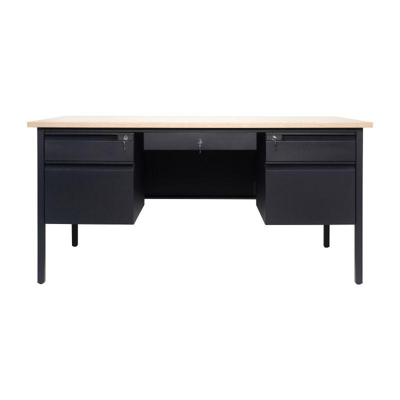 Flash Furniture Cambridge 60" Commercial Double Pedestal Desk with 5 Locking Drawers