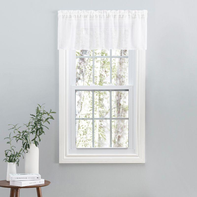 White Linen-Blend Tailored Window Valance with Rod Pocket