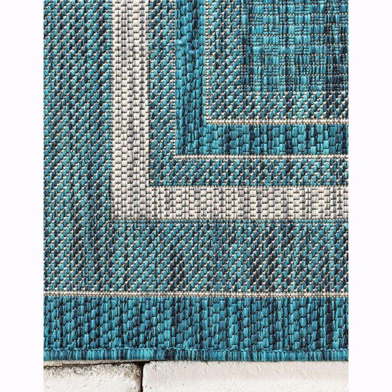 Unique Loom 9' 0 x 12' 2 Rectangle Indoor/Outdoor Border Teal Area Rug