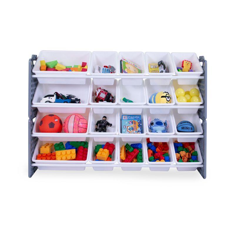 UNiPLAY Toy Organizer With 20 Removable Storage Bins and Block Play Panel, Multi-Size Bin Organizer