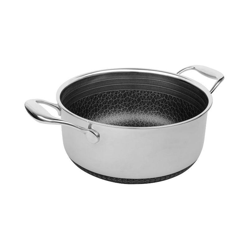 Livwell Brands Diamond Clad 6qt Hybrid Nonstick Stainless Steel Stock Pot and Lid: Tri Ply, Oven & Dishwasher Safe, Vented Glass Lid