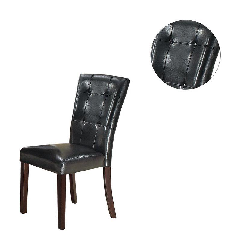 Simple Relax Set of 2 Leather Upholstered Dining Chairs in Black