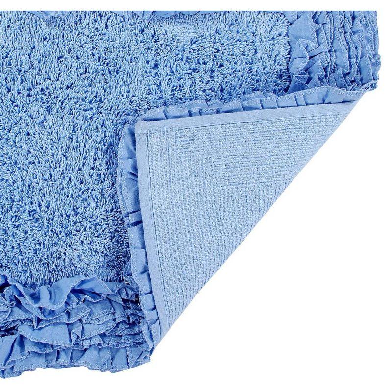 24"x40" Shaggy Border Collection Bath Rug Blue - Better Trends: Cotton Tufted, Machine Washable, No Backing
