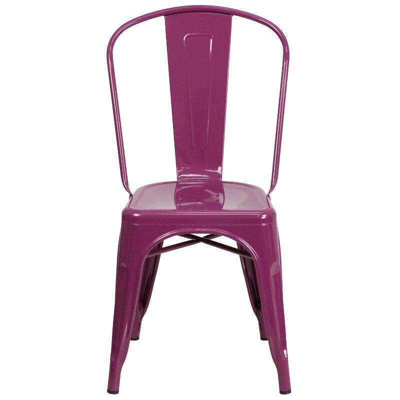 Purple Metal Indoor-Outdoor Stackable Side Chair