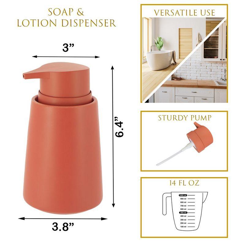 Terracotta Modern Stoneware Soap Dispenser with Sturdy Pump