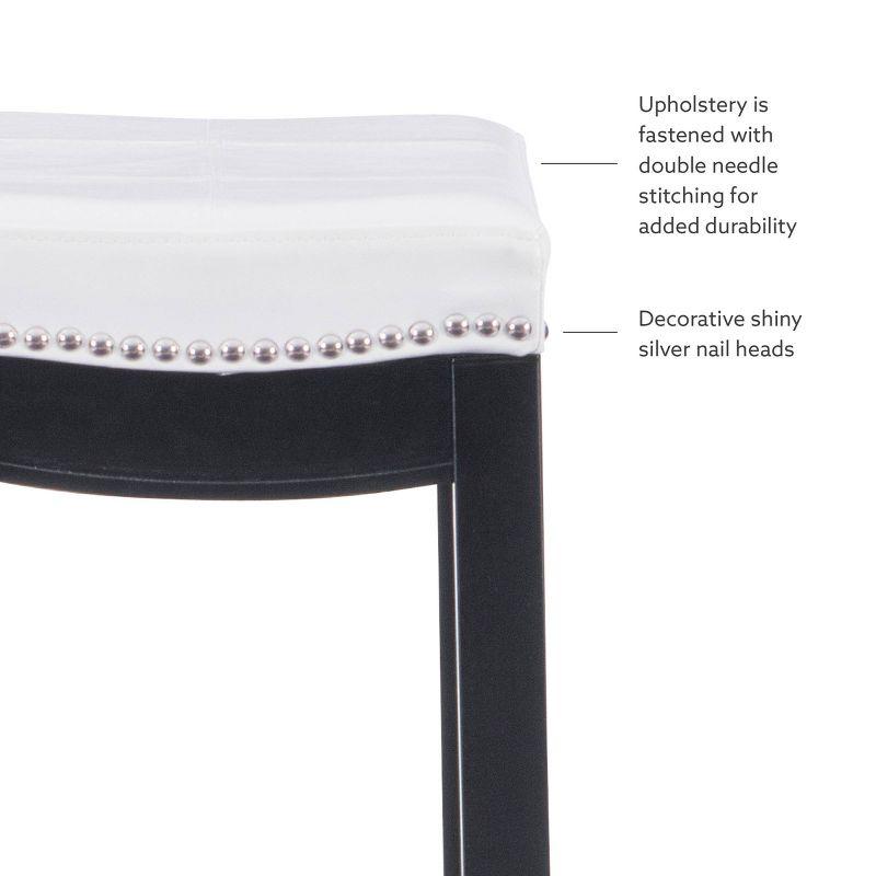 Claridge Backless Faux Leather Nailhead Saddle Barstool White/Black - Linon
