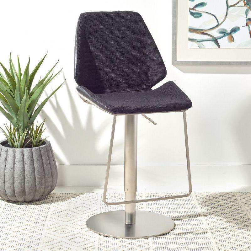 Sleek Saddle-Style 24" Black Leather & Metal Barstool