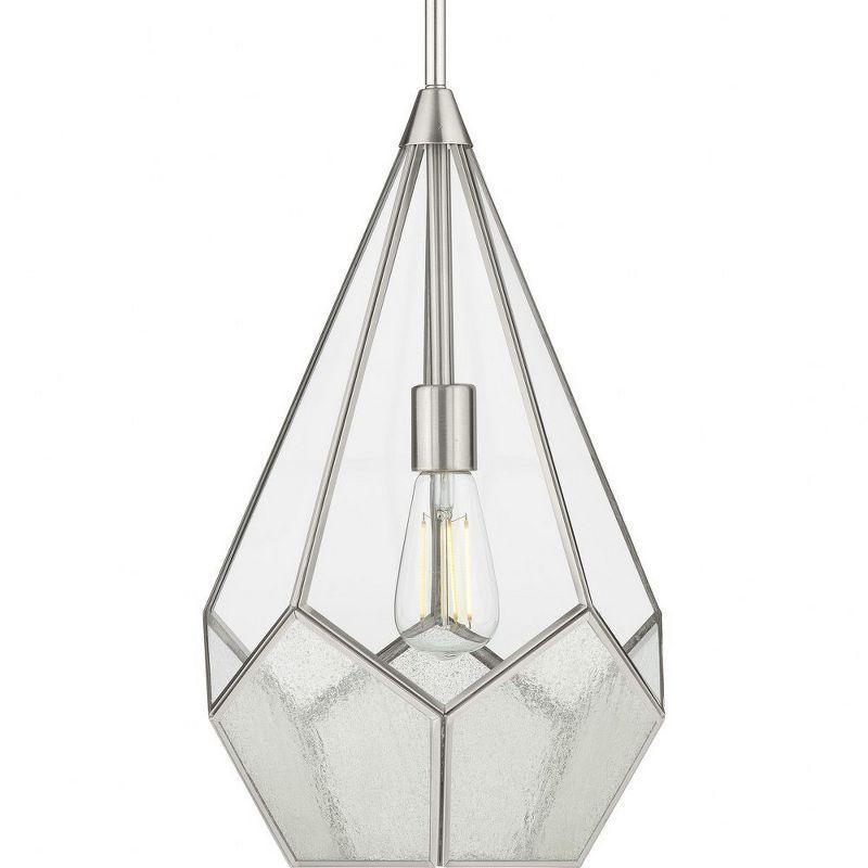 Progress Lighting, Cinq Collection, 1-Light Pendant, Brushed Nickel, Geometric Glass Shade