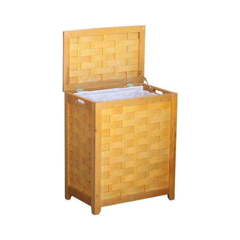 Oceanstar Natural Finished Rectangular Veneer Laundry Wood Hamper with Interior Bag