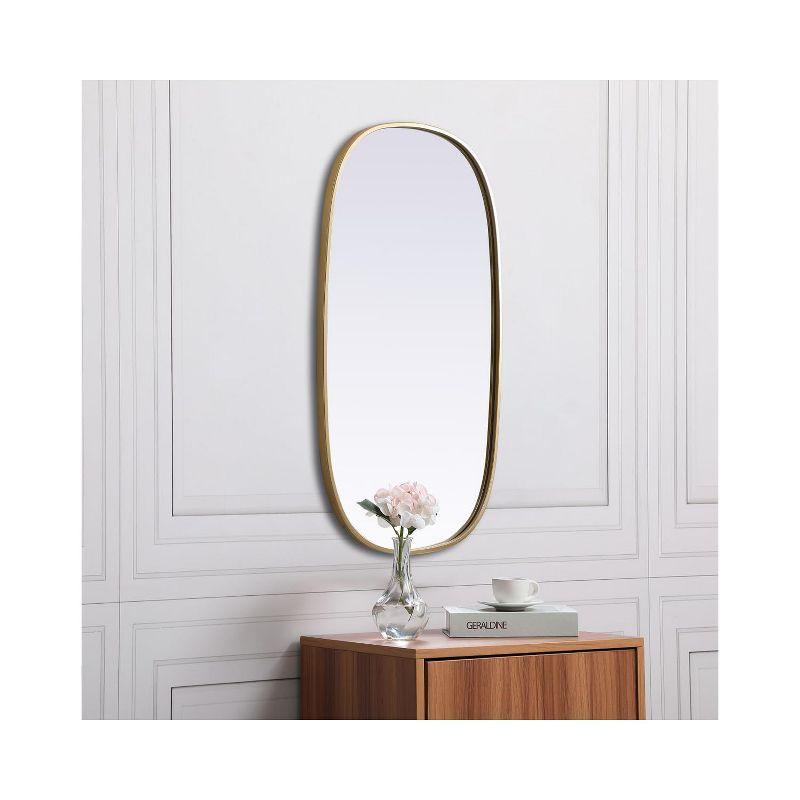 Elegant Lighting Metal Frame Oval Mirror 20x36 Inch in Brass
