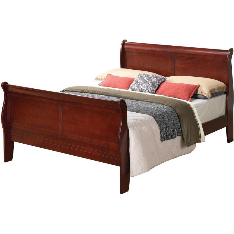 Elegant Cherry Queen Platform Bed with Solid Wood Frame