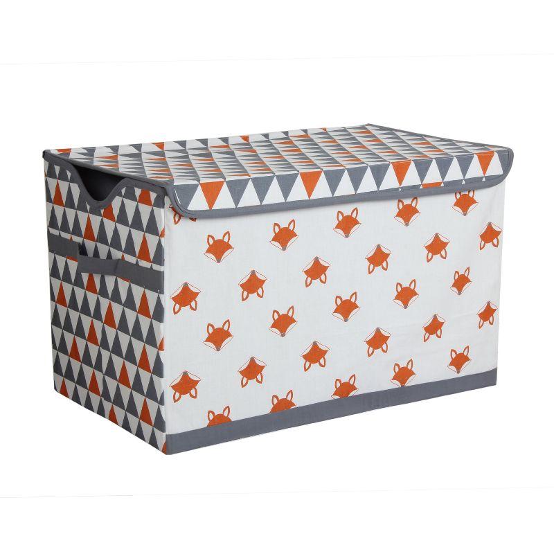 Playful Fox Orange and Gray Cotton Storage Toy Chest