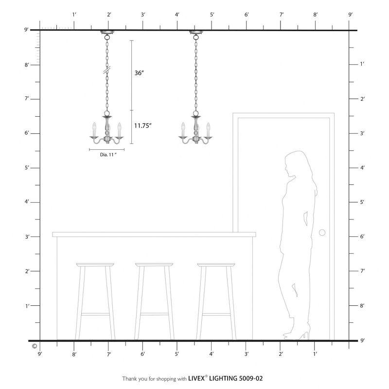 Livex Lighting Williamsburgh 3 - Light Chandelier in  Polished Brass