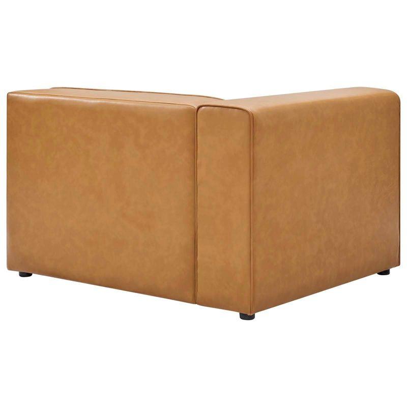 Modway 2pc Mingle Vegan Leather Sectional Sofa Loveseat Tan: Modern Upholstered Modular Couch, Wood Frame