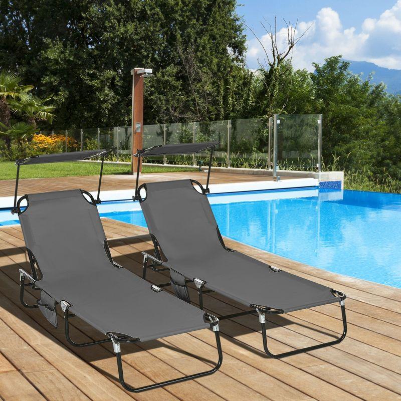 Outsunny Outdoor Metal Chaise Lounge Set (Set of 2)