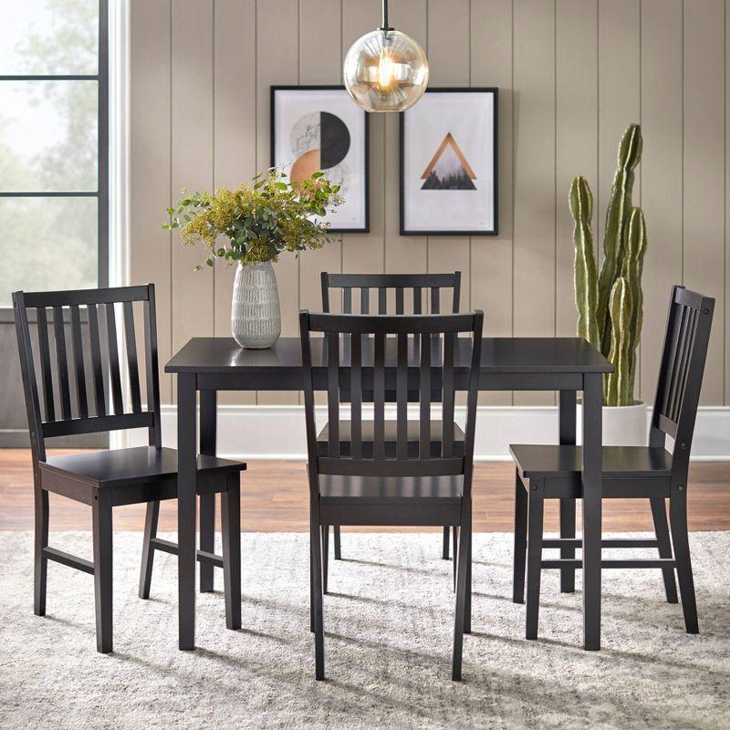 Buylateral Shaker Rectangular Dining Table Black: Transitional Style, Rubberwood, Seats 4