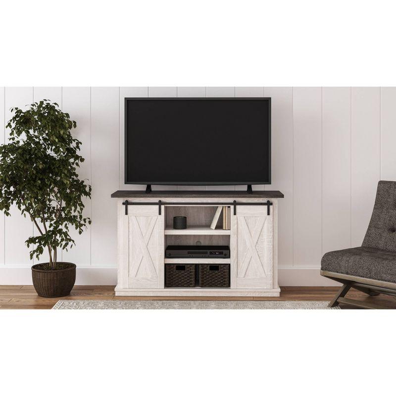 Signature Design by Ashley Dorrinson Medium TV Stand for TVs up to 63" Two-Tone: Farmhouse Media Console with Adjustable Shelves