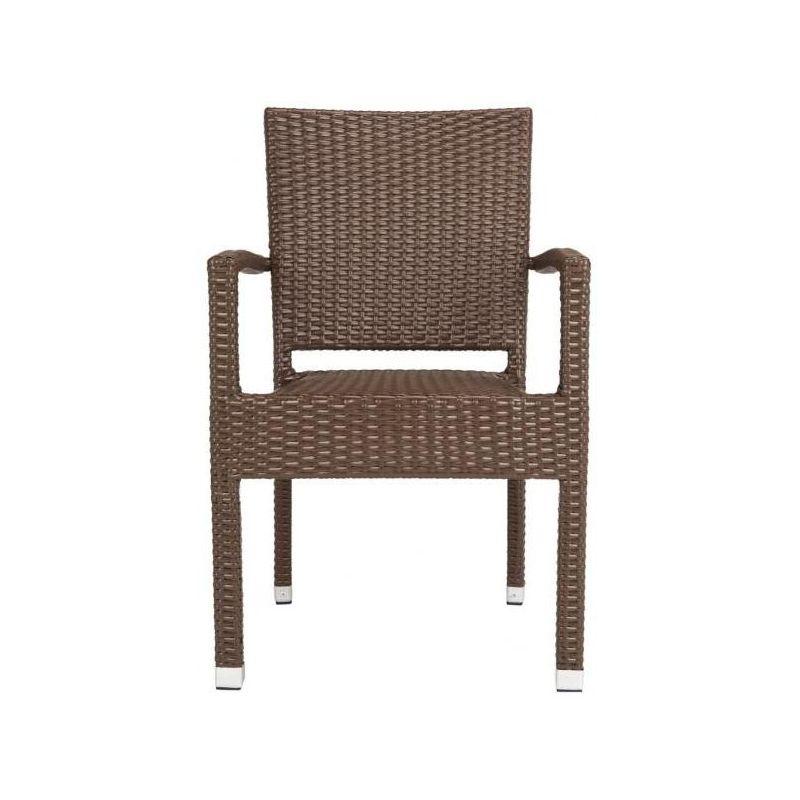 Kelda Stackable Arm Chair Indoor/Outdoor (Set Of 2) - PAT4004 - Brown - Safavieh