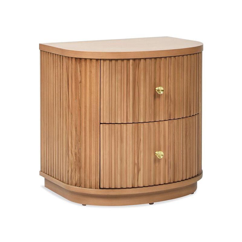 Jennifer Taylor Home Valentine 24" 2-Drawer Storage Side Table, Natural Brown Beech Wood