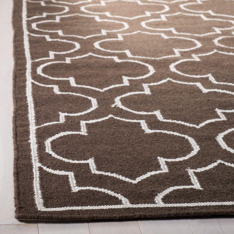 Dhurries DHU625 Hand Woven Area Rug - Brown/Ivory - 8'x10' - Safavieh.