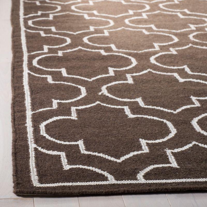 Handwoven Geometric Brown and Ivory Wool Area Rug, 4' x 6'