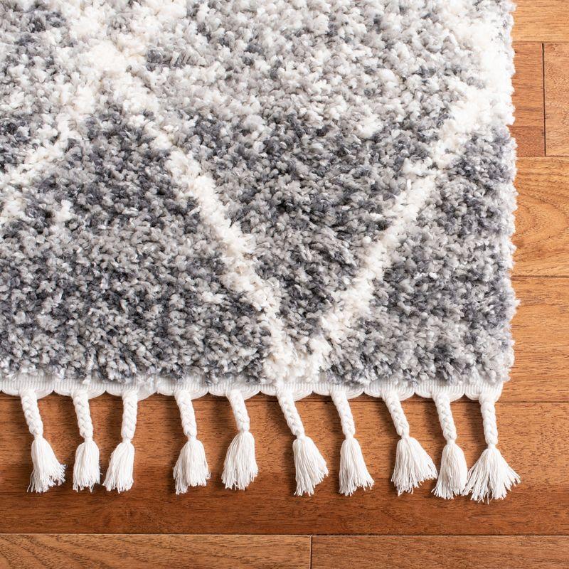 Luxe Shimmer Hand-Knotted Gray Shag Area Rug - 59" x 9"