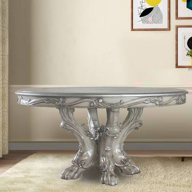 60" Dresden Dining Table Vintage Bone White - Acme Furniture: Wood Pedestal Base, Seats 4