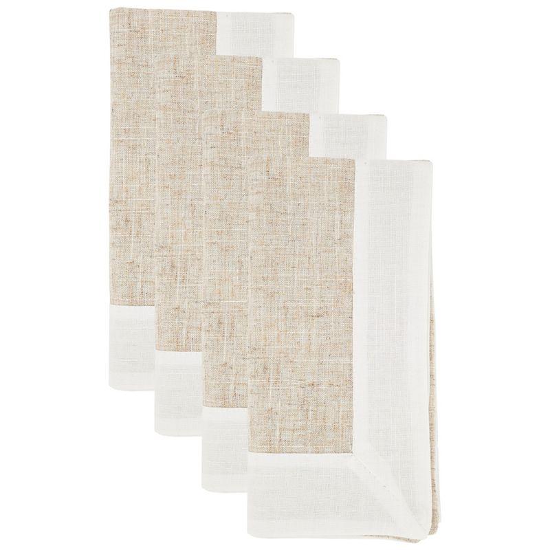 Natural Two Tone Linen Dinner Napkins Set of 4