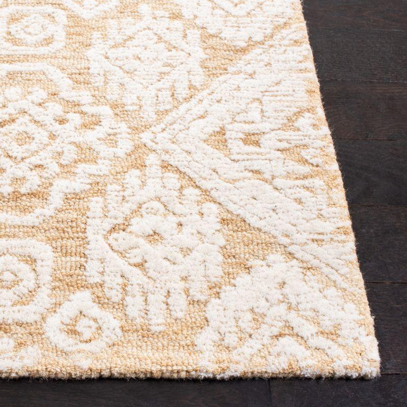 Ivory and Gold Hand-Tufted Wool 6' x 9' Area Rug