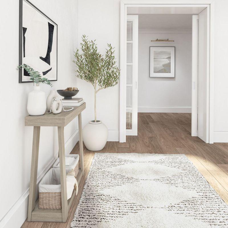 Plank+Beam 36” Solid Wood Console Table with Storage, Classic Farmhouse Style Sofa Table with Shelf, Narrow Entryway Table for Hallway, Seashell