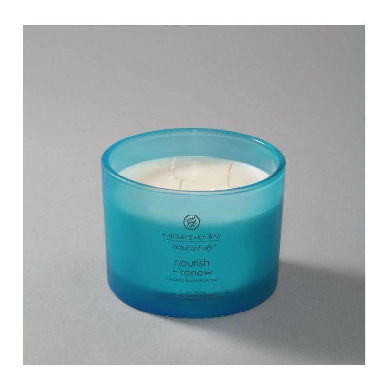 Frosted Glass Nourish + Renew Lidded Jar Candle Light Blue - Mind & Body by Chesapeake Bay Candle