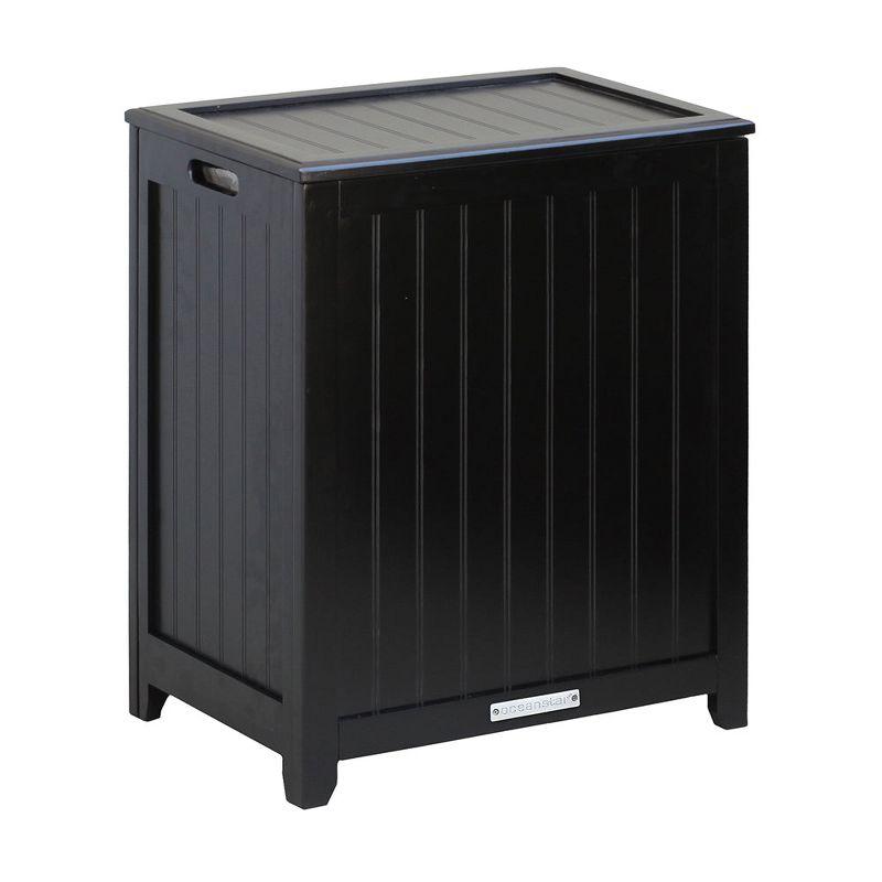 Mahogany Finished Black Wood Laundry Hamper with Lid