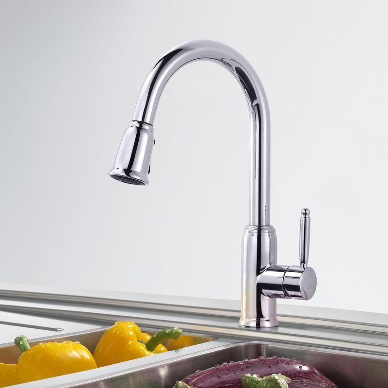 WOWOW Single-Handle Pull-Down Sprayer Kitchen Faucet