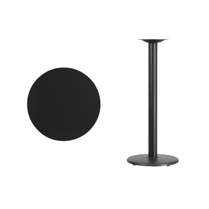 24'' Round Black Laminate Bar Height Table with Glass Base