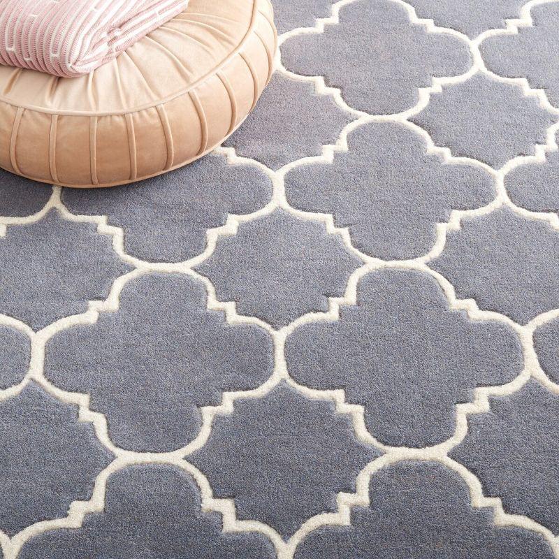 Hand-Tufted Dark Grey and Ivory Wool Runner Rug