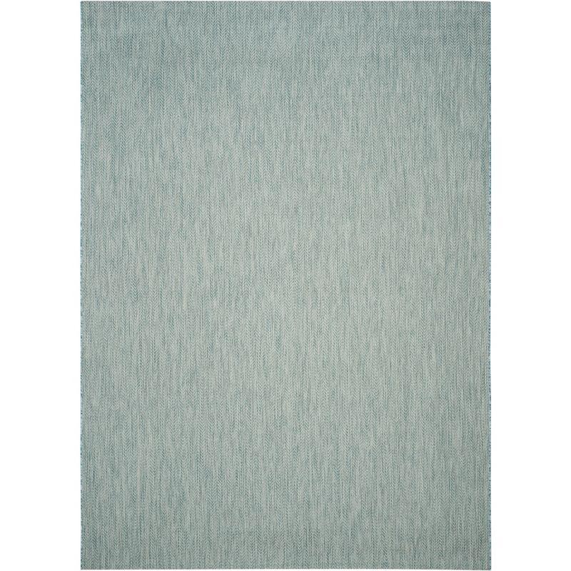 Aqua & Grey Synthetic 8' x 10' Easy-Care Rectangular Area Rug