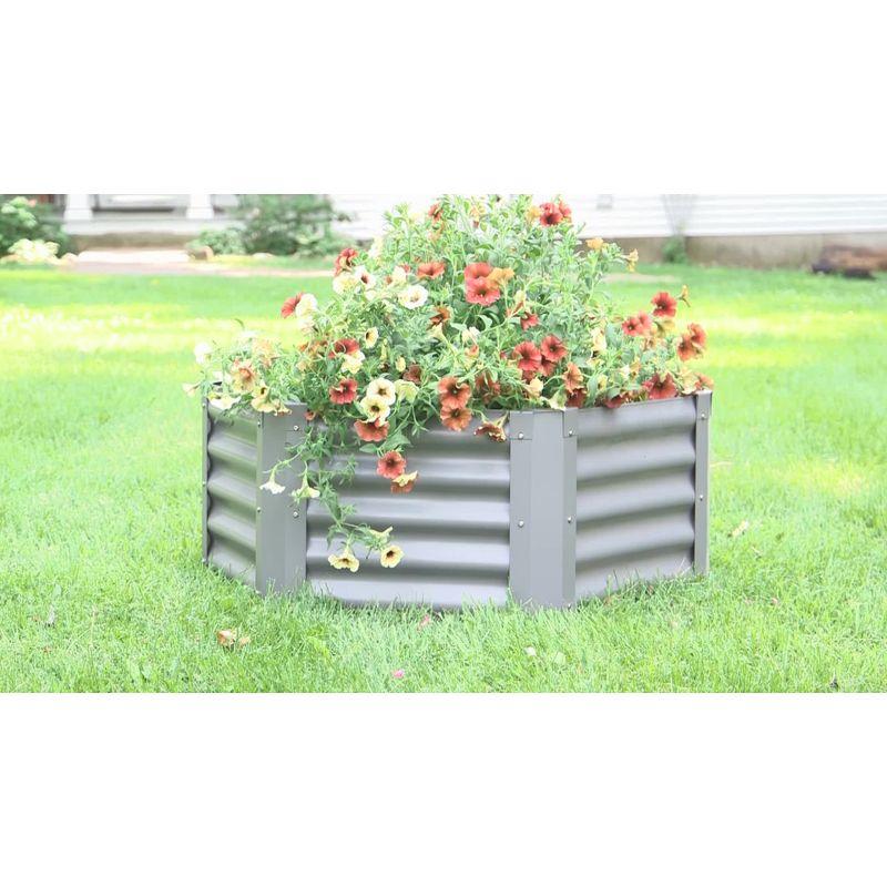 Sunnydaze Raised Powder-Coated Steel Hexagon Planter Garden Bed Kit for Plants, Flowers, Vegetables and Herbs - 41" W x 16" Deep - Gray