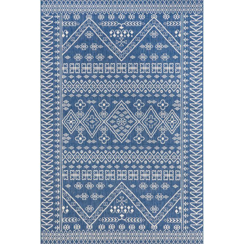 Nuloom Kandace Geometric 4x6 Indoor/Outdoor Area Rug for Living Room Patio Deck Front Porch Kitchen, Blue/Ivory