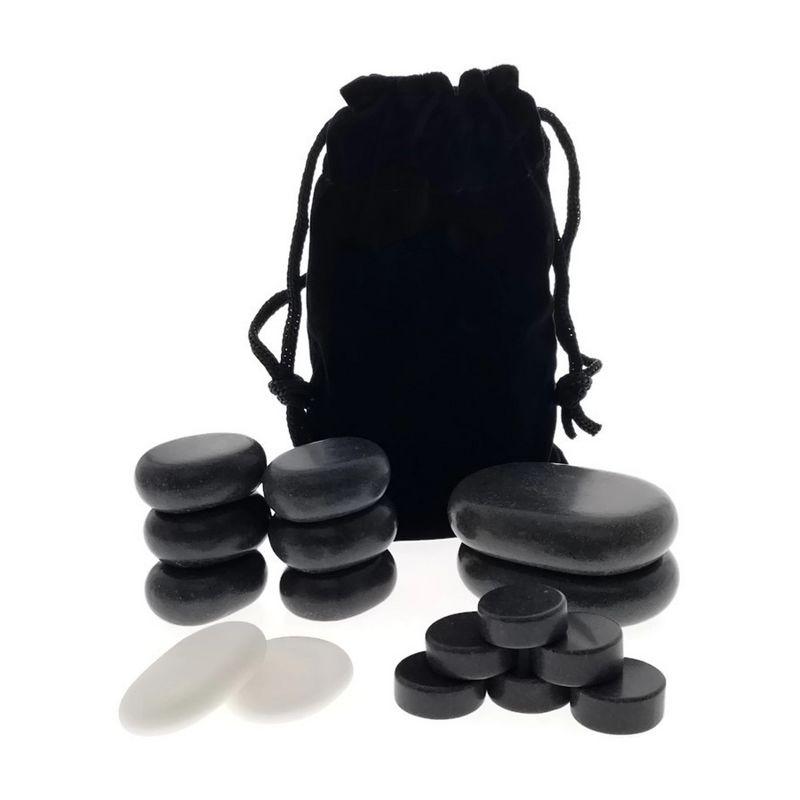 16pc Facial Massage Basalt Stone Set w/Velvet Travel Pouch