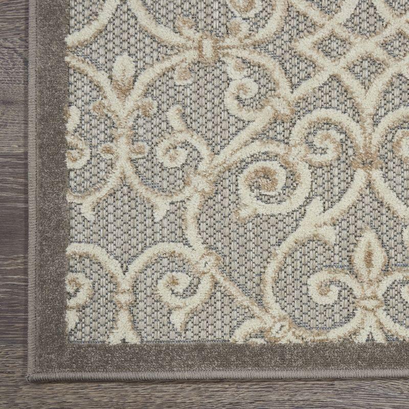 Nourison Aloha Contemporary Scroll Flatweave High-Low Indoor Outdoor Area Rug Natural 5'3" x 7'5"