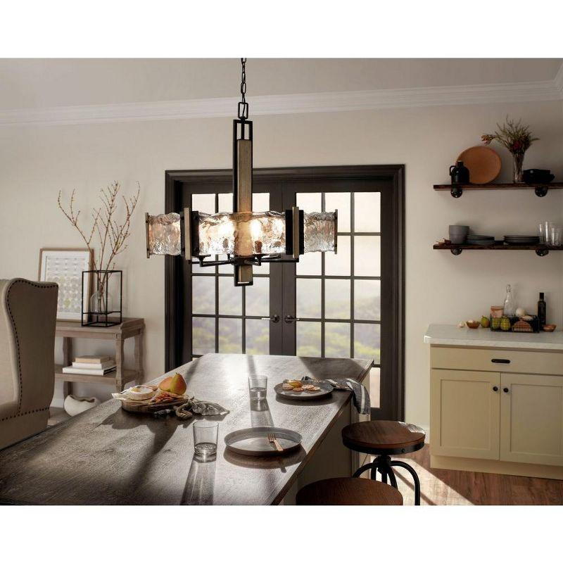 Aberdeen 26" 6 Light Chandelier with Piastra Glass in Olde Bronze® and Distressed Antique Gray with Rust Accents