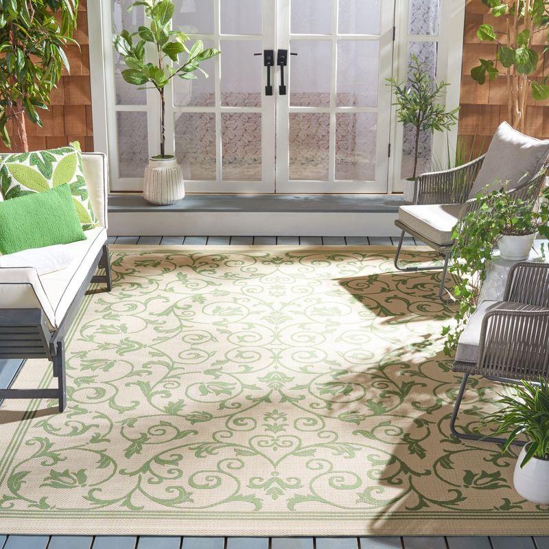 Courtyard CY2098 Power Loomed Indoor and Outdoor Area Rug - Natural/Olive - 7'10"x7'10" - Safavieh
